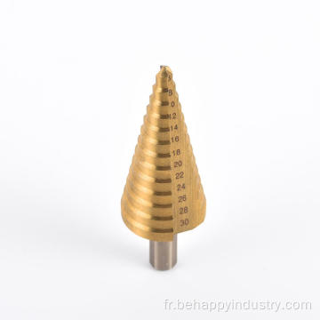 HSS Cone Cone Titanium enduit de pas de perceuse